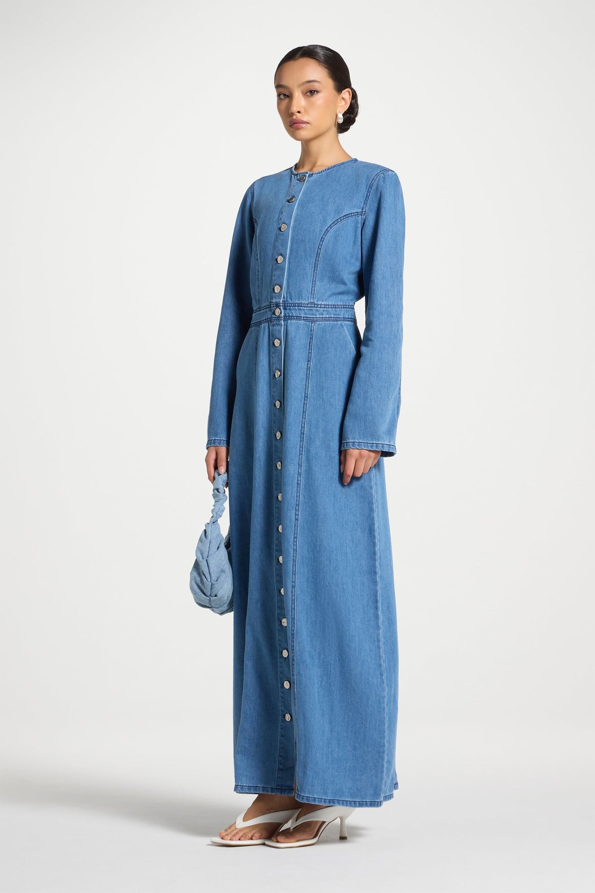 Denim Button Down Maxi Dress