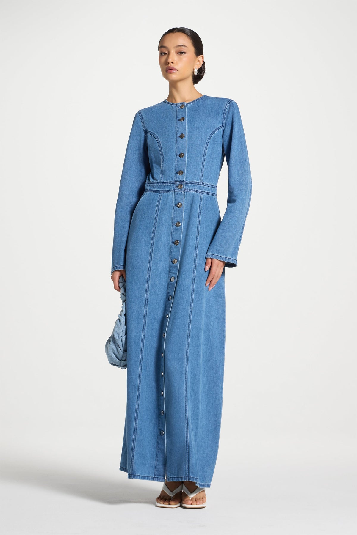 Denim Button Down Maxi Dress