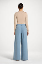 Denim Twin Pleat Pants - Light Wash