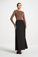 Double Tie Wrap Maxi Skirt - Black
