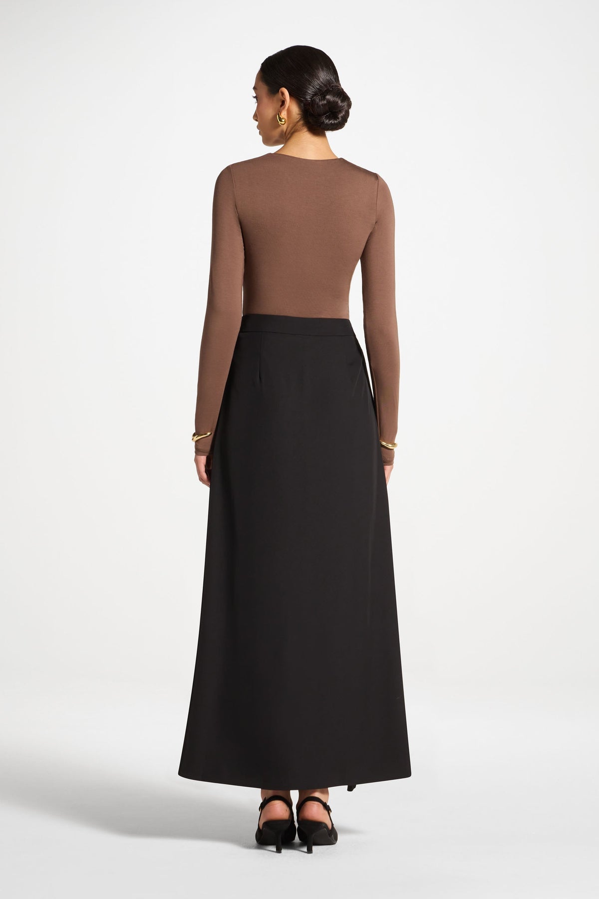 Double Tie Wrap Maxi Skirt - Black
