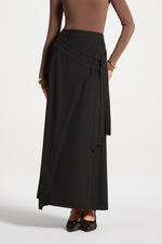 Double Tie Wrap Maxi Skirt - Black