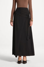 Double Tie Wrap Maxi Skirt - Black