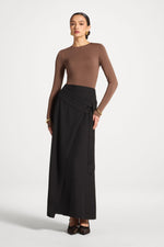 Double Tie Wrap Maxi Skirt - Black