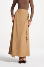 Double Tie Wrap Maxi Skirt - Latte