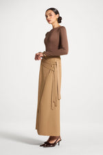 Double Tie Wrap Maxi Skirt - Latte