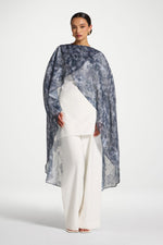 Lace Up Back Top & Cape Set - White/Midnight