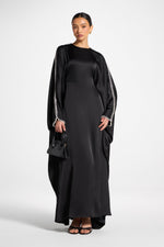 Embellished Butterfly Abaya Dress - Black