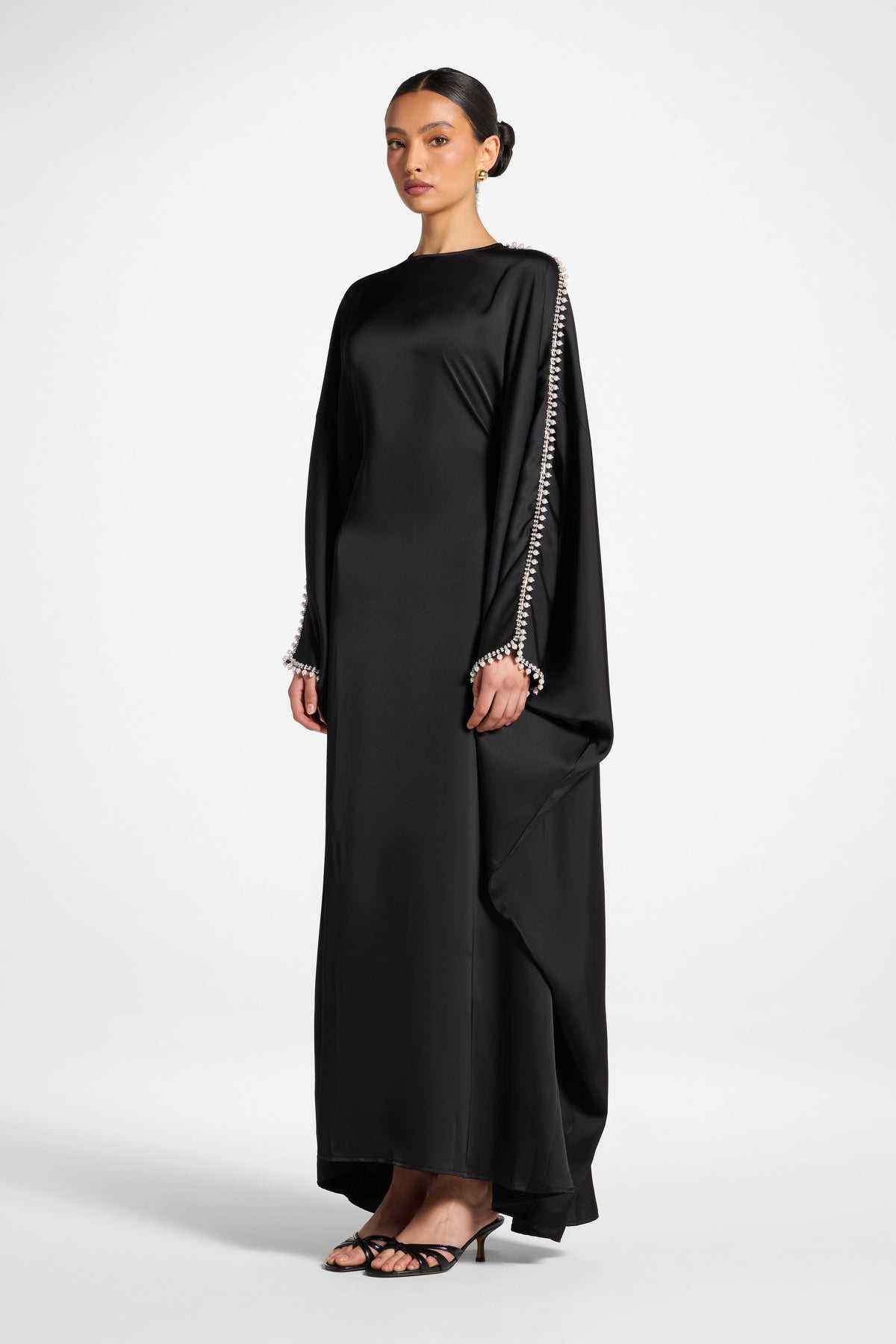 Embellished Butterfly Abaya Dress - Black