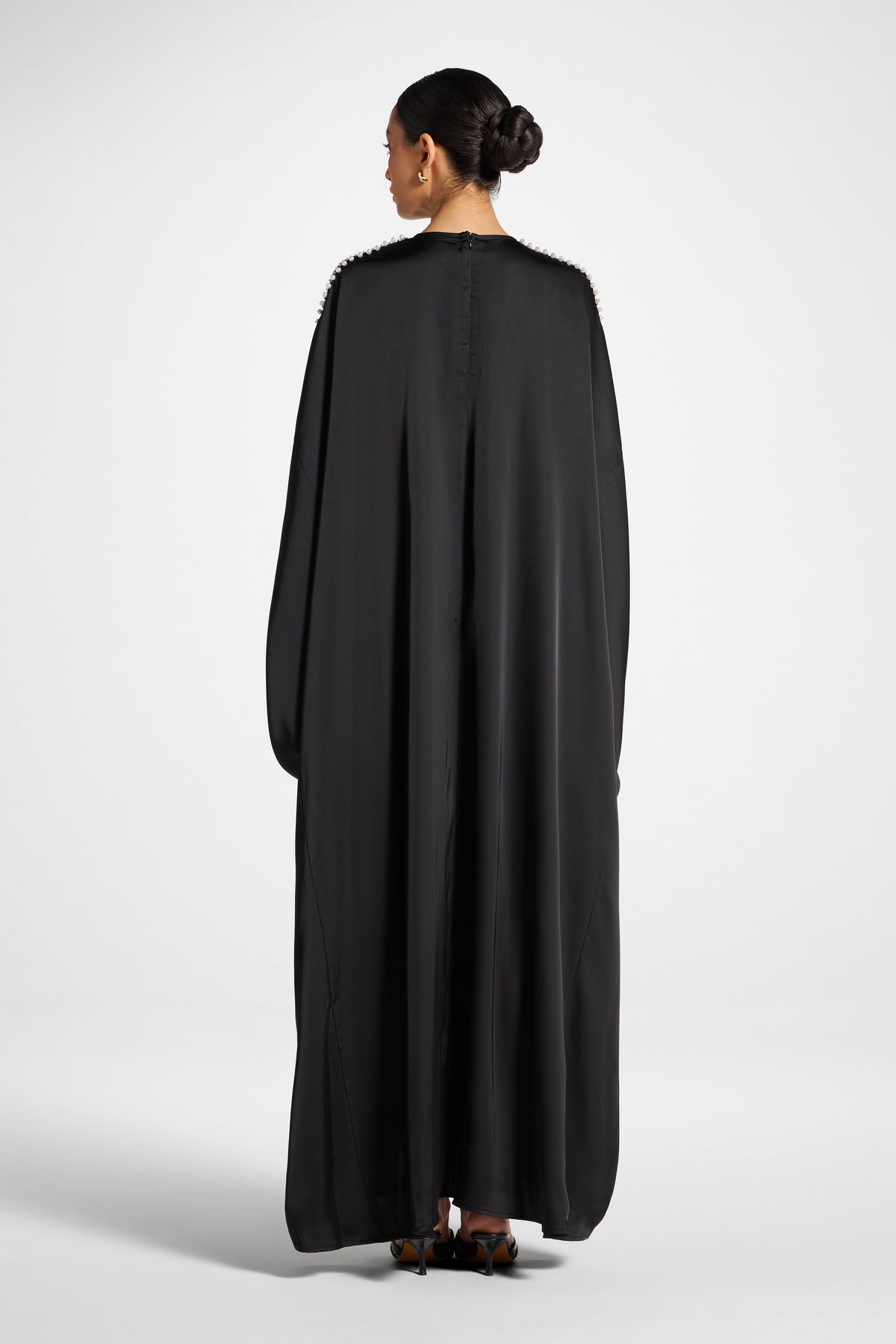 Embellished Butterfly Abaya Dress - Black