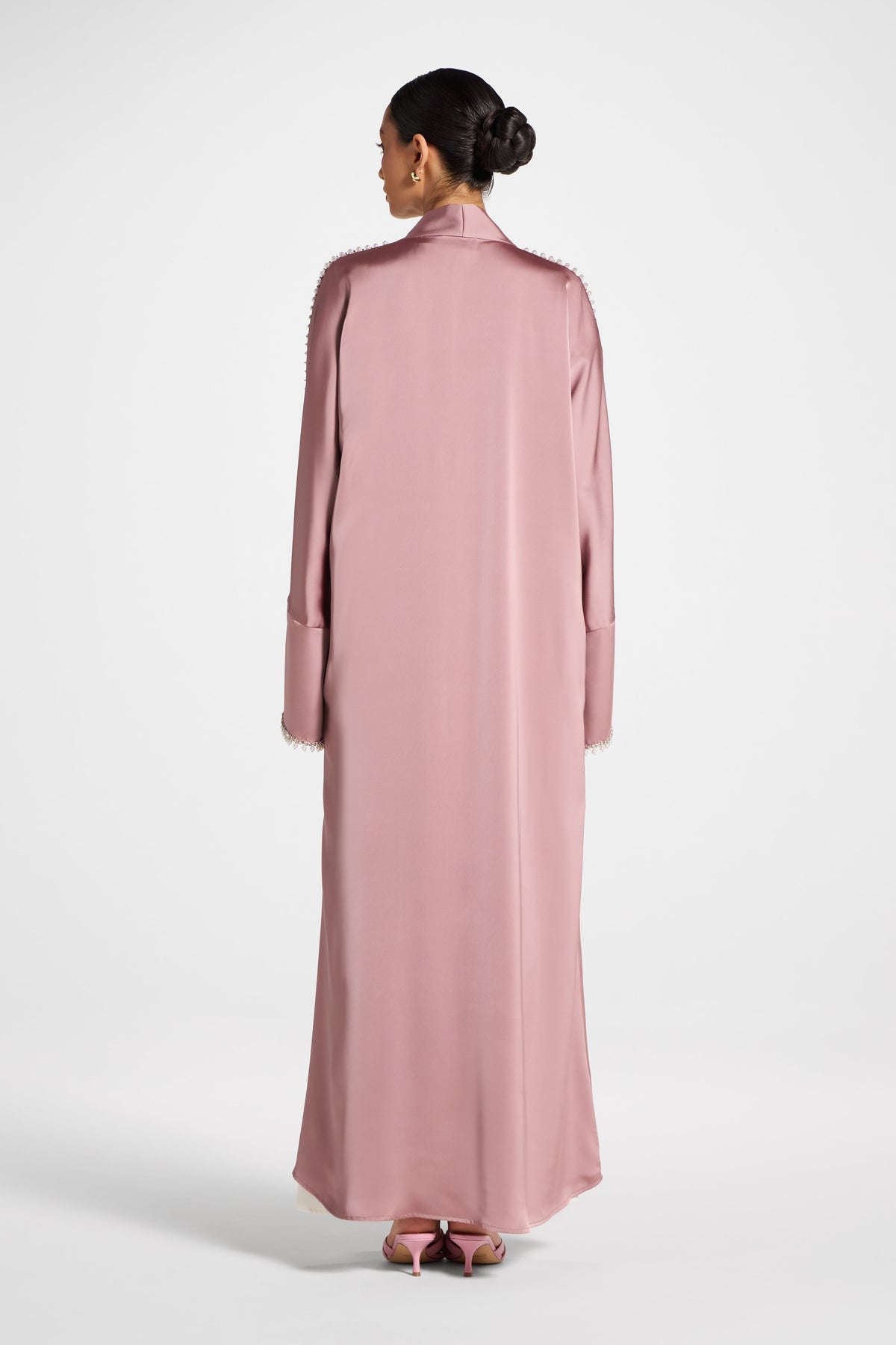 Embellished Open Abaya - Desert Mauve
