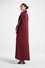 Embellished Open Abaya - Pomegranate