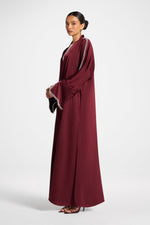 Embellished Open Abaya - Pomegranate