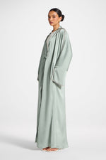 Embellished Open Abaya - Sage