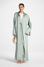 Embellished Open Abaya - Sage