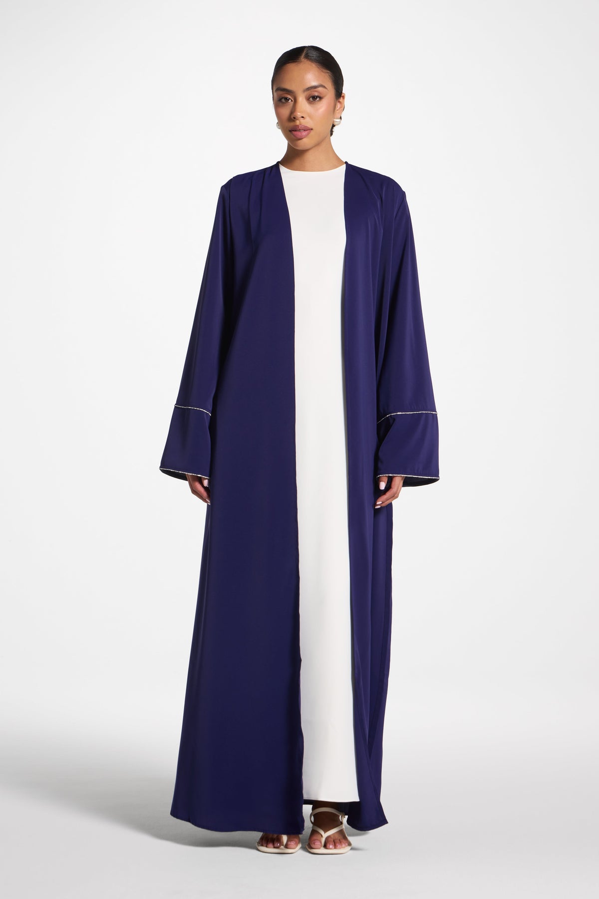 Embellished Sleeve Open Abaya - Future Dusk
