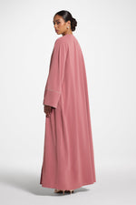 Embellished Sleeve Open Abaya - Pink