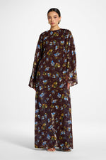 Embroidered Maxi Top Dress - Chocolate Plum