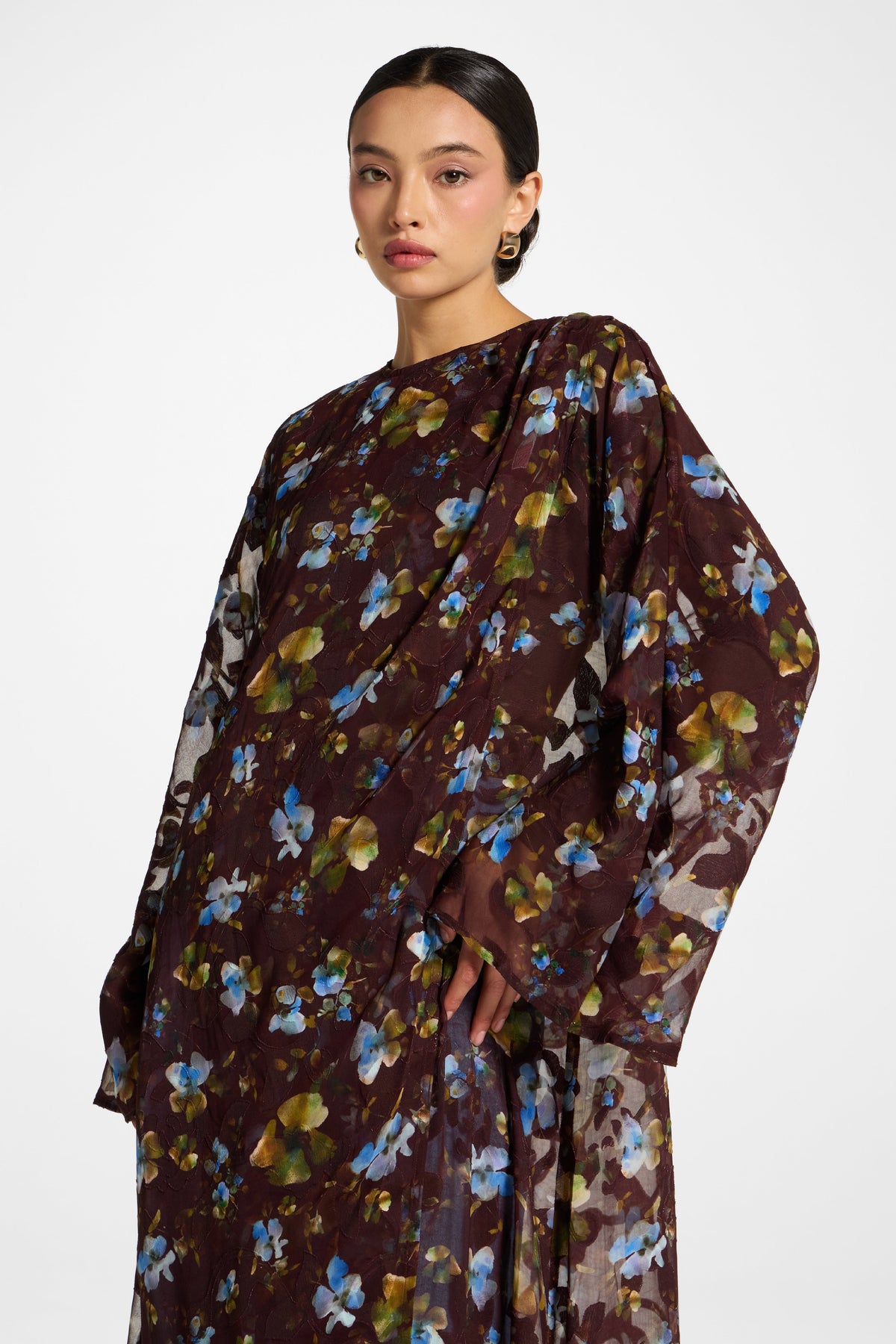 Embroidered Maxi Top Dress - Chocolate Plum