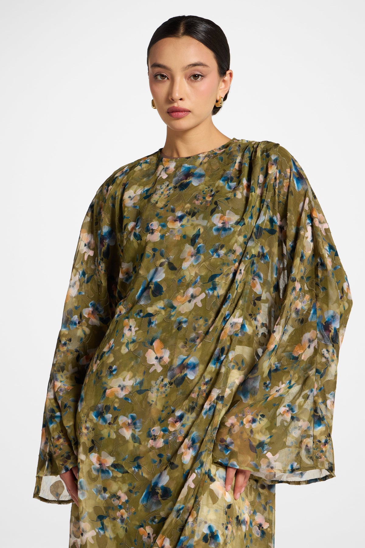 Embroidered Maxi Top Dress - Olive Bloom