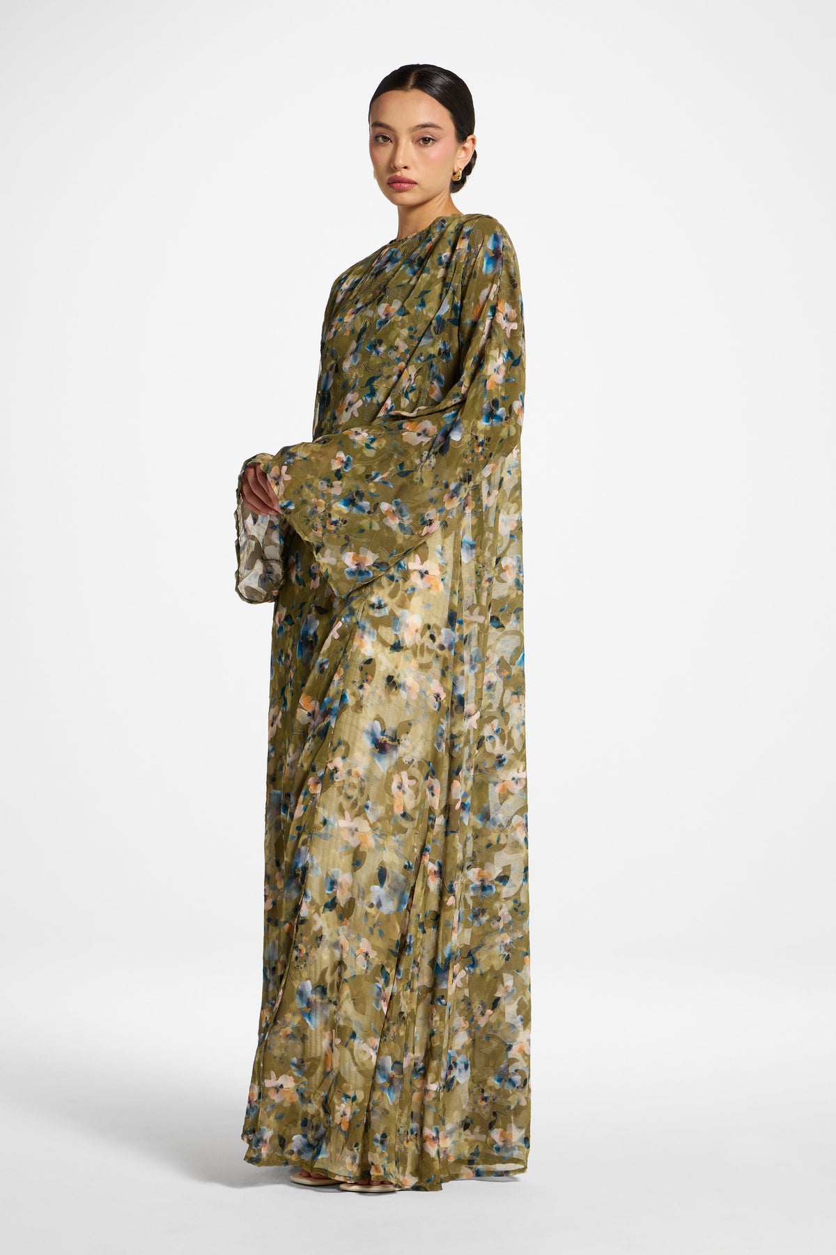 Embroidered Maxi Top Dress - Olive Bloom