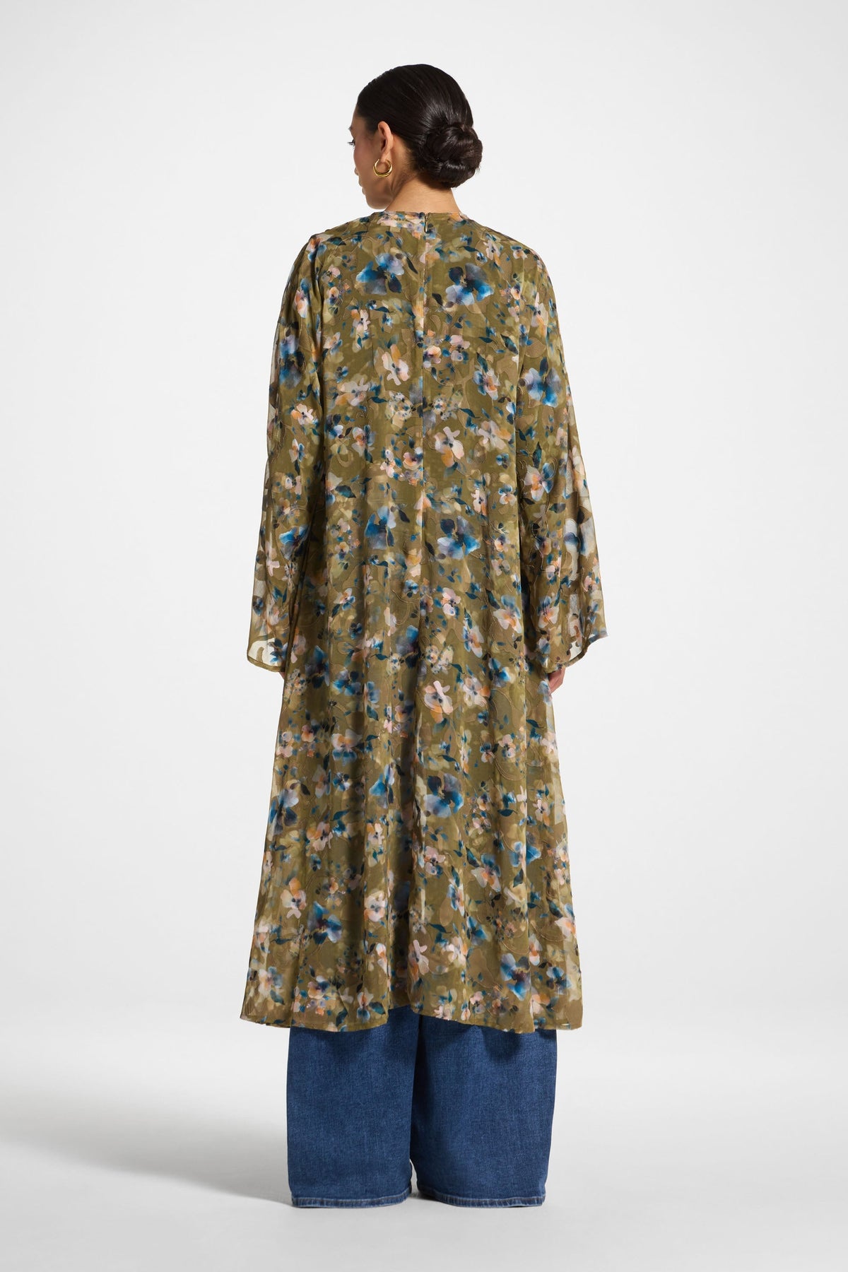 Embroidered Maxi Top - Olive Bloom