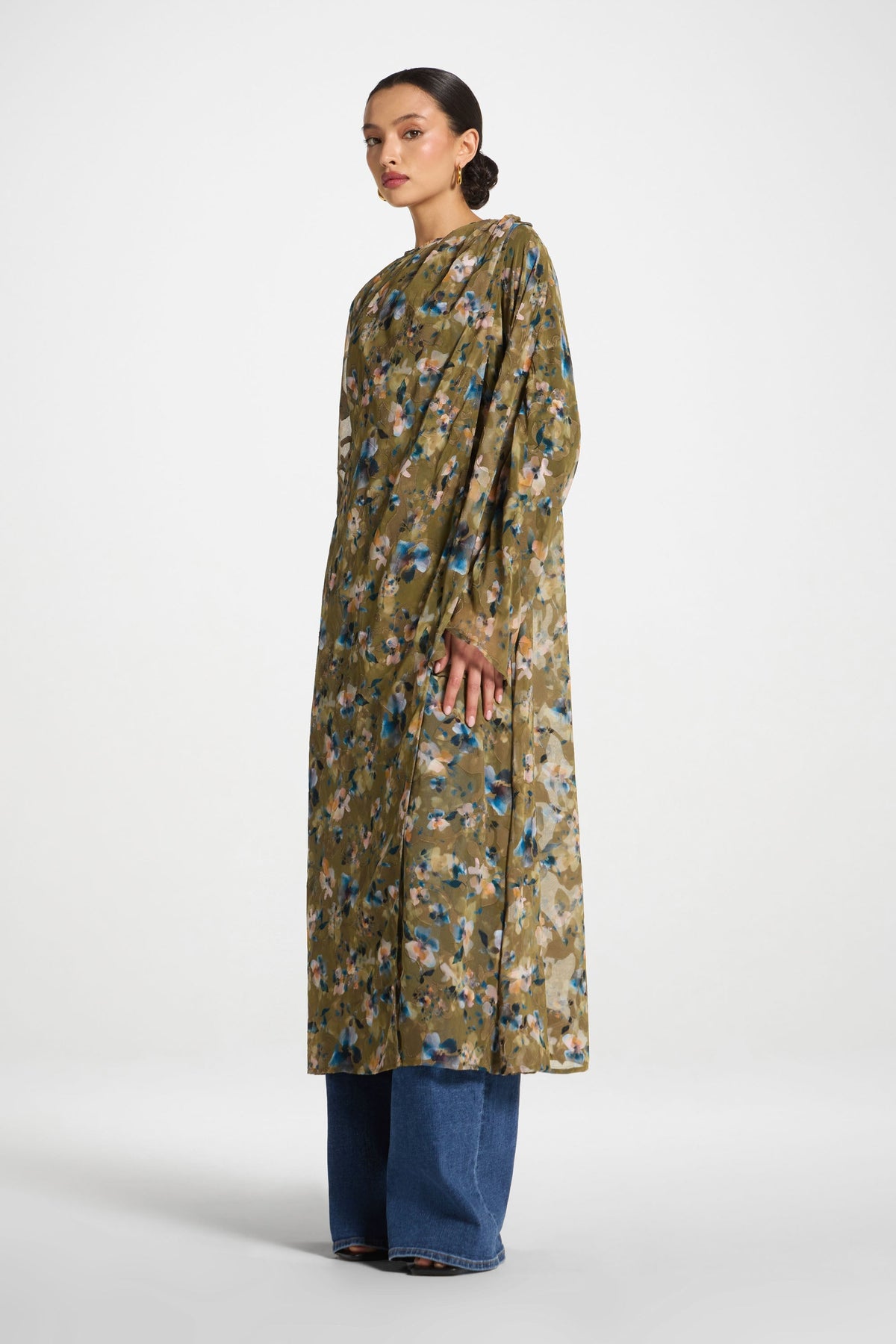 Embroidered Maxi Top - Olive Bloom