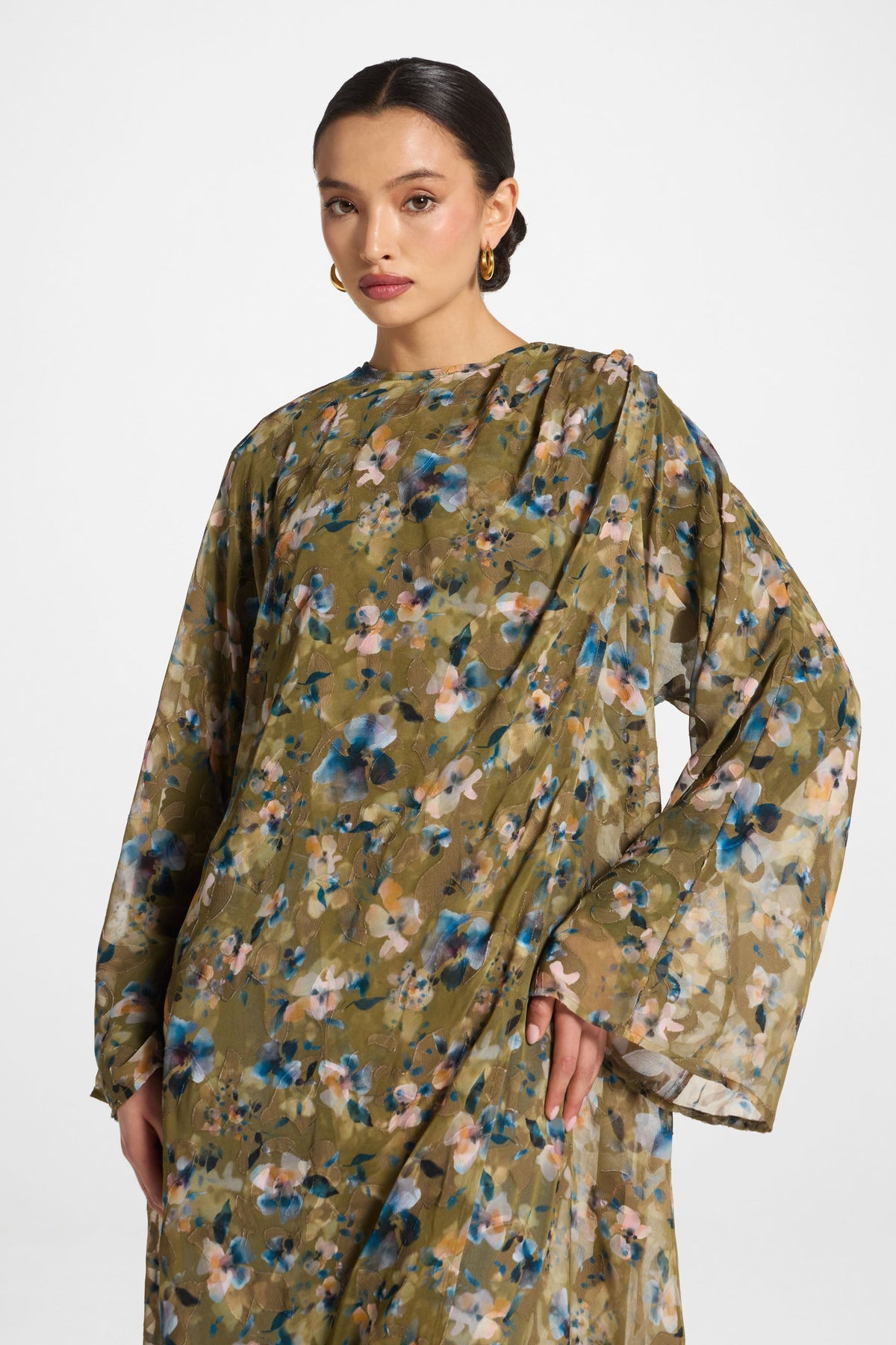 Embroidered Maxi Top - Olive Bloom