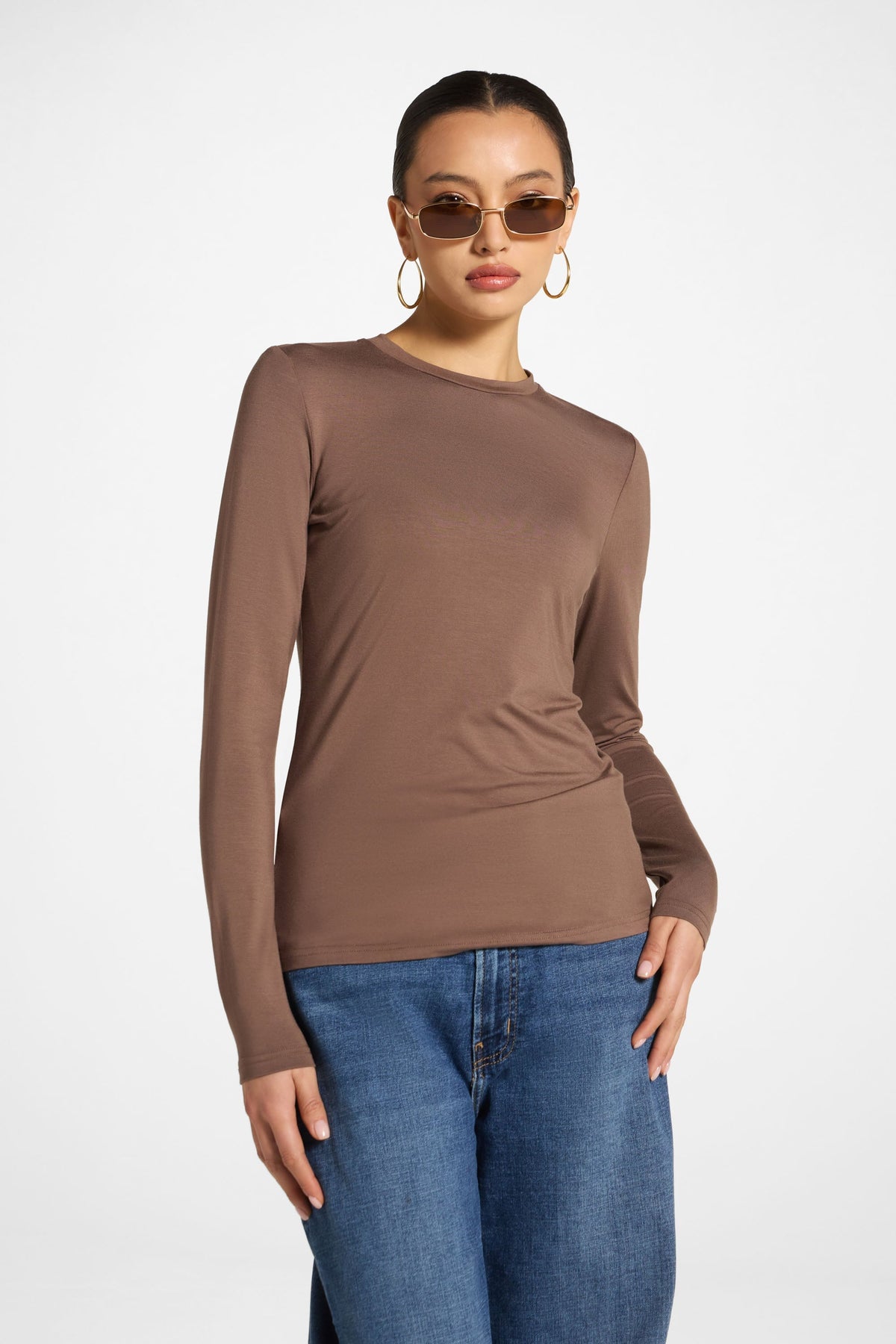 Essential Bamboo Long Sleeve Top - Chocolate