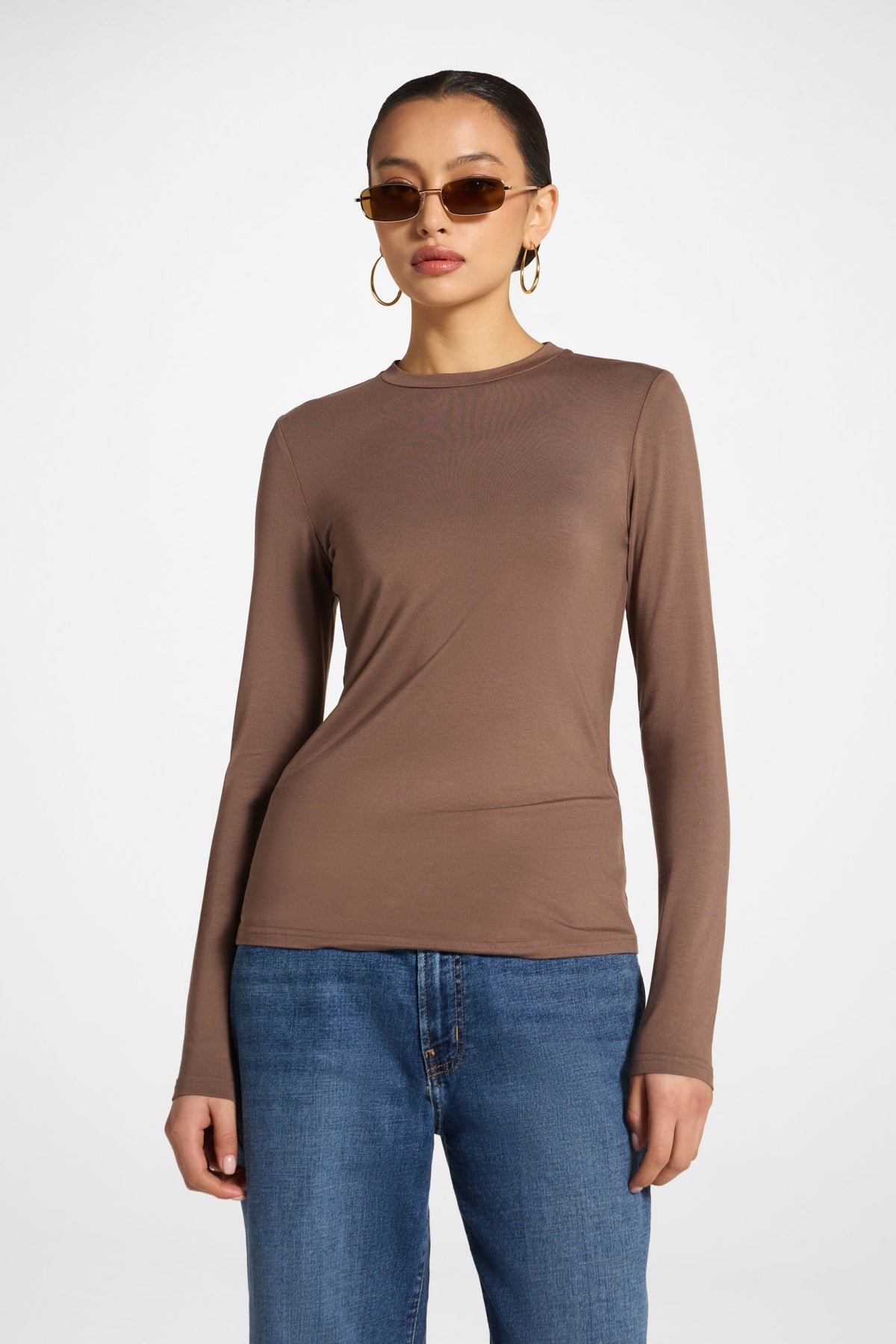 Essential Bamboo Long Sleeve Top - Chocolate