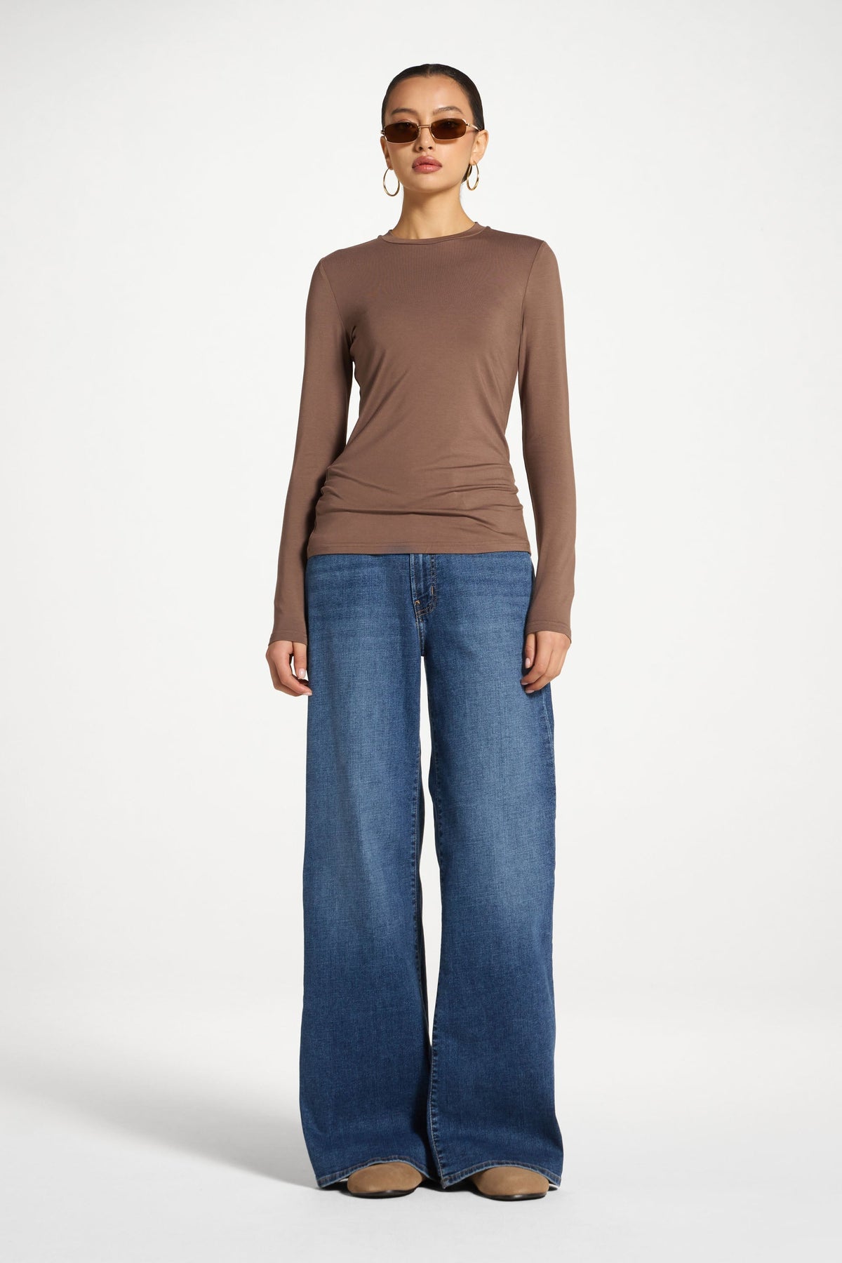 Essential Bamboo Long Sleeve Top - Chocolate