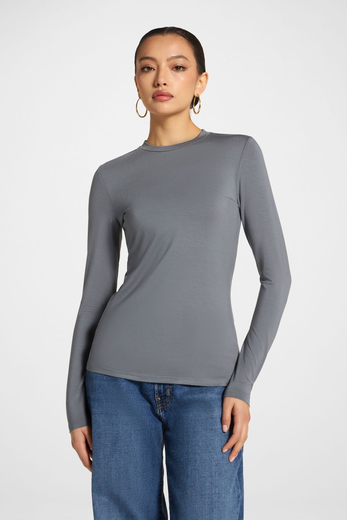 Essential Bamboo Long Sleeve Top - Iron