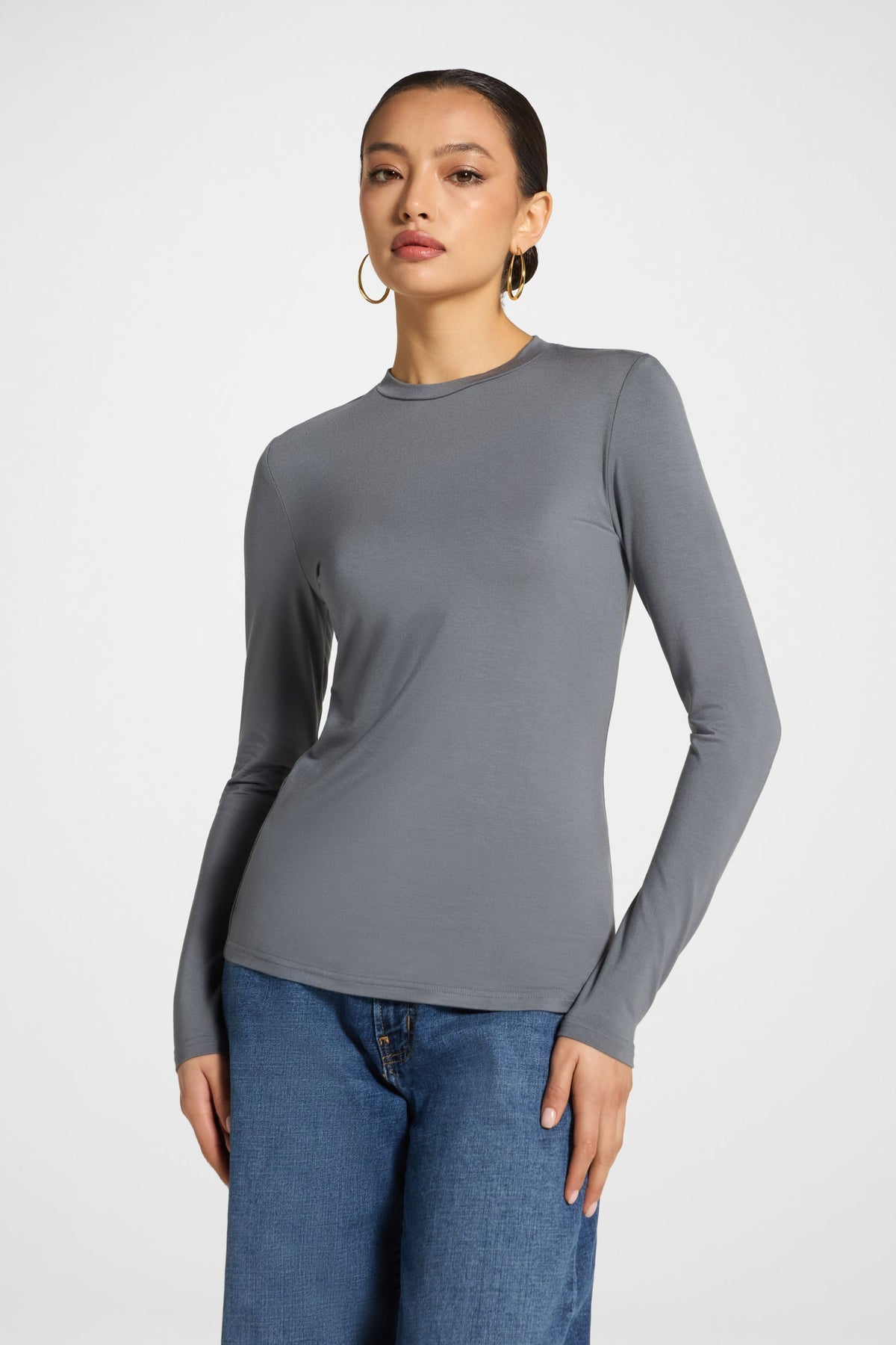 Essential Bamboo Long Sleeve Top - Iron