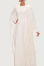 Ethereal Silk Tie Waist Maxi Dress - Moonbeam