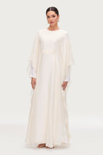 Ethereal Silk Tie Waist Maxi Dress - Moonbeam