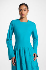 Eyelet Lace Up Maxi Dress - Cerulean