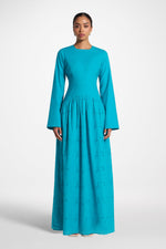 Eyelet Lace Up Maxi Dress - Cerulean