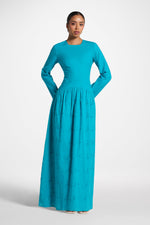 Eyelet Lace Up Maxi Dress - Cerulean