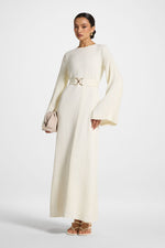 Flare Sleeve Maxi Dress - White