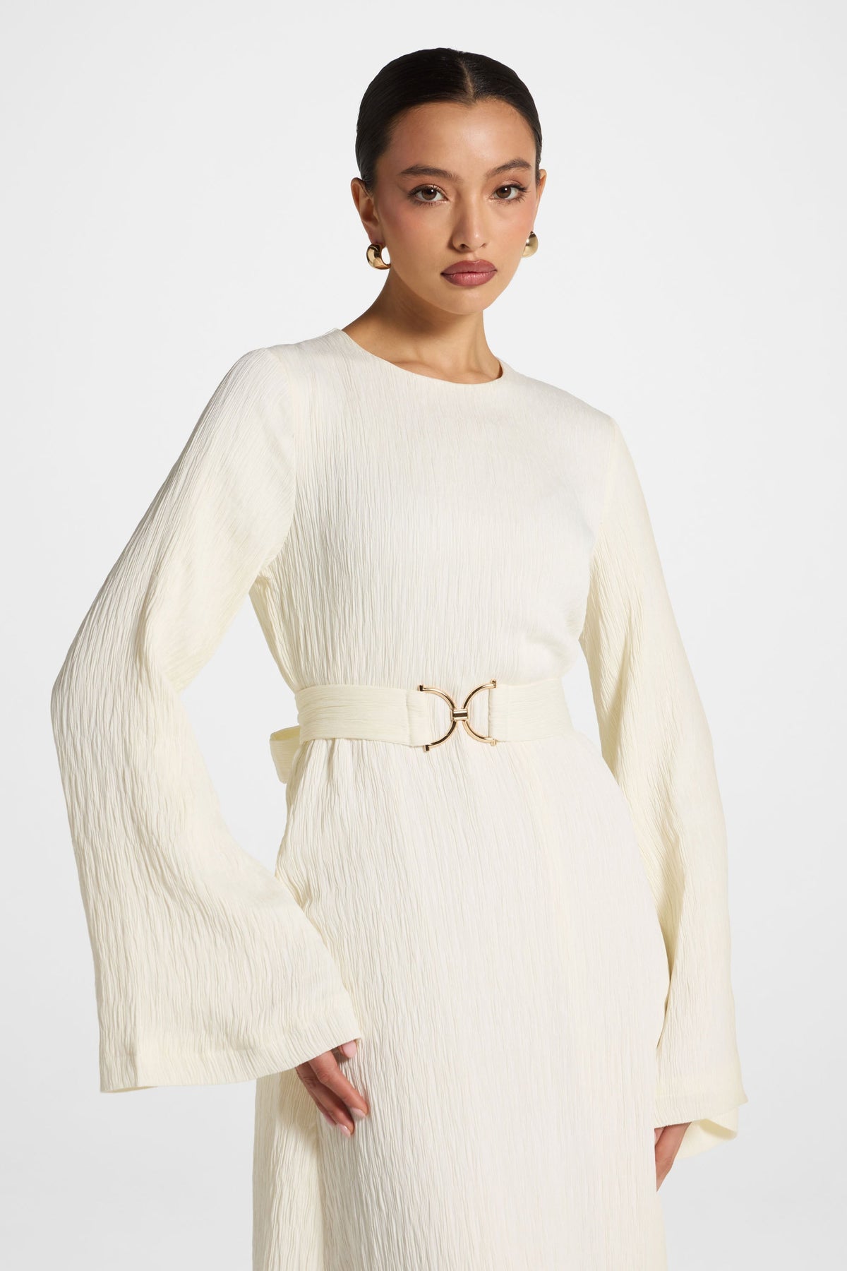 Flare Sleeve Maxi Dress - White