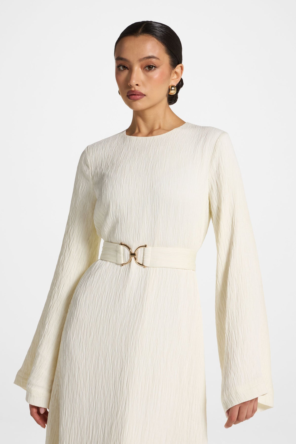 Flare Sleeve Maxi Dress - White
