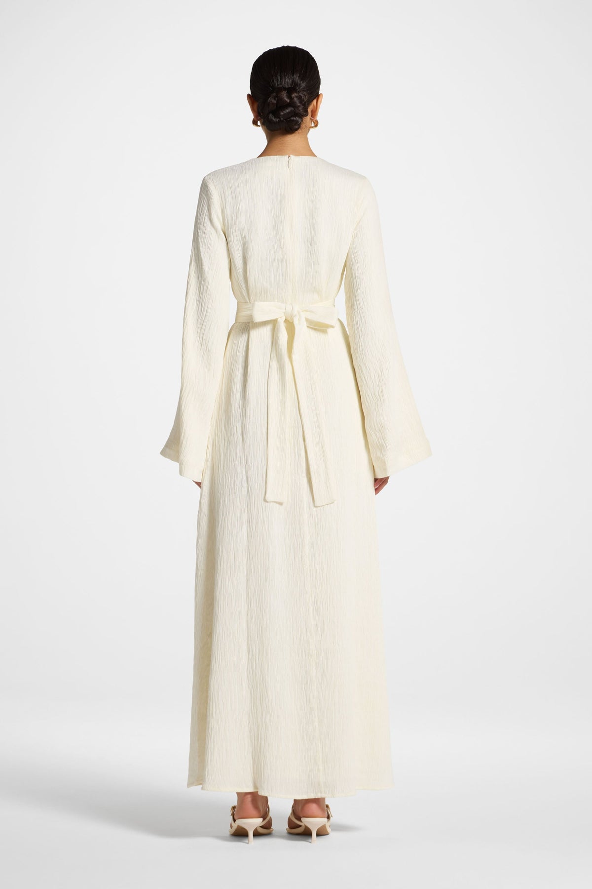 Flare Sleeve Maxi Dress - White