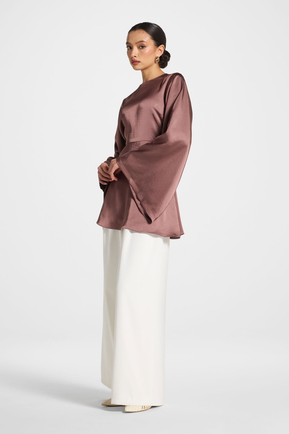 Flare Sleeve Top - Dusty Plum