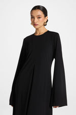 Flowy Pleat Maxi Dress - Black