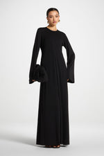 Flowy Pleat Maxi Dress - Black