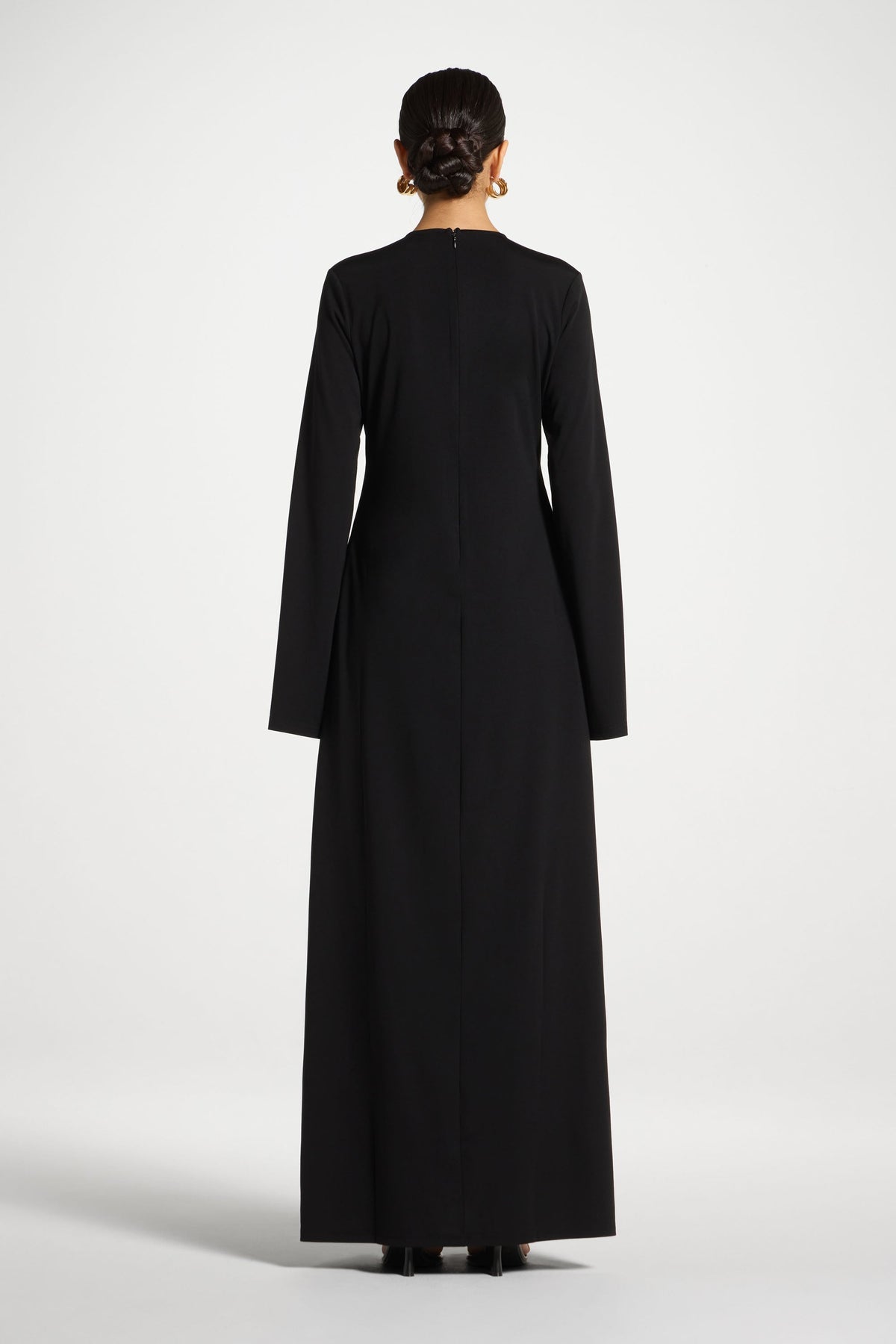 Flowy Pleat Maxi Dress - Black