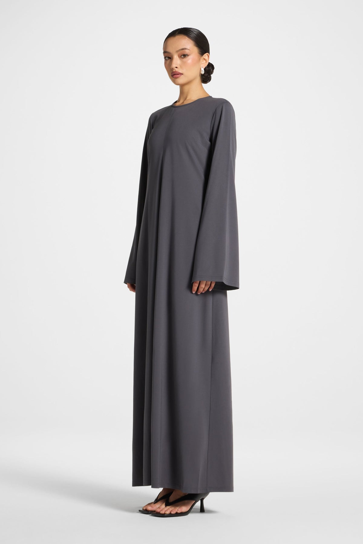 Flowy Pleat Maxi Dress - Iron