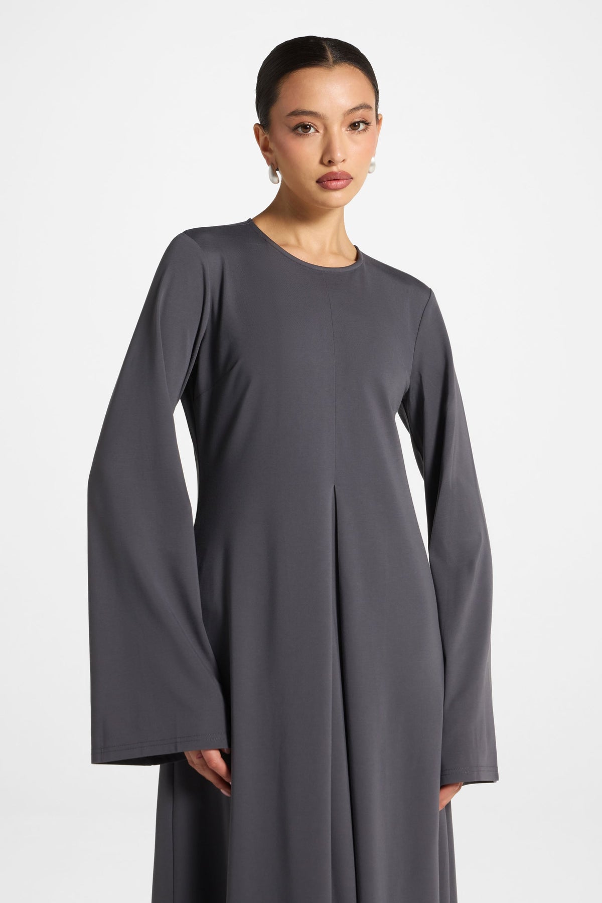 Flowy Pleat Maxi Dress - Iron