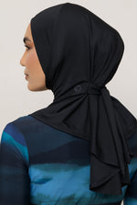 Instant Tie Back Mesh Swim Hijab - Black