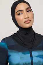 Instant Tie Back Mesh Swim Hijab - Black